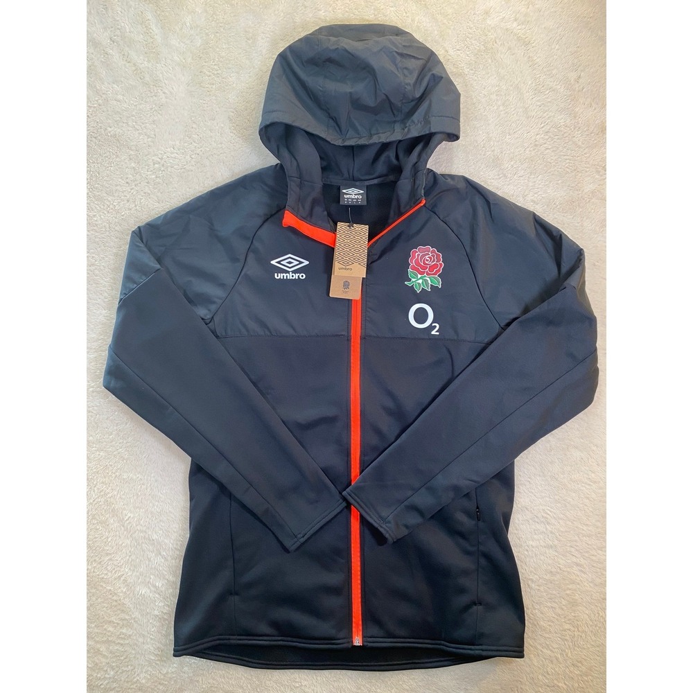 Umbro England Rugby Full Zip Hoodie Jacket O2 Black Size Men's M NWT